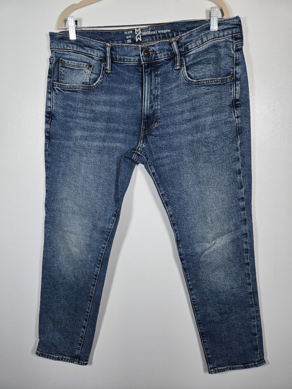 Mutual Weave The Slim Mens Blue Denim Jeans Size 36